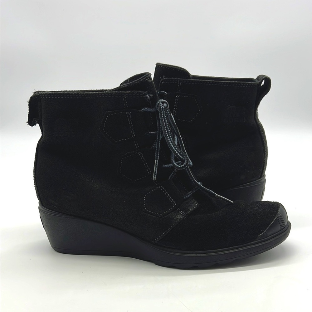 Sorel Women US 8 TORONTO booties suede leather lace up wedge NL2115
